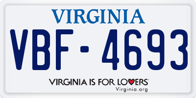 VA license plate VBF4693