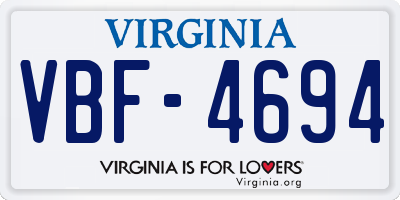 VA license plate VBF4694