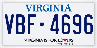VA license plate VBF4696