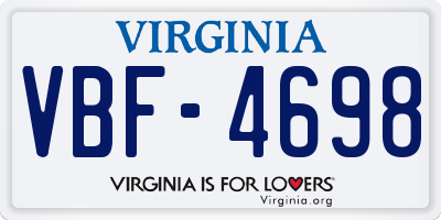 VA license plate VBF4698