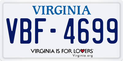 VA license plate VBF4699