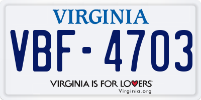 VA license plate VBF4703