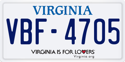 VA license plate VBF4705