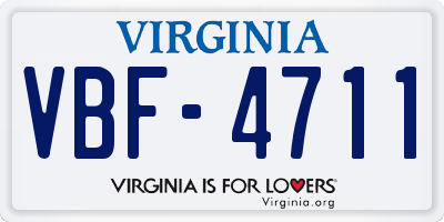 VA license plate VBF4711