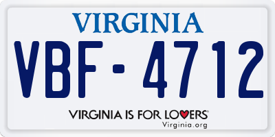 VA license plate VBF4712