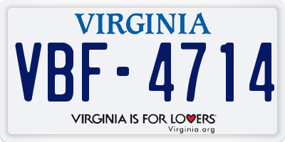 VA license plate VBF4714