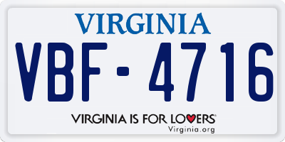 VA license plate VBF4716