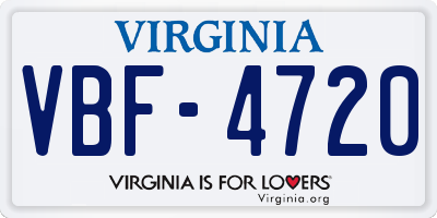 VA license plate VBF4720