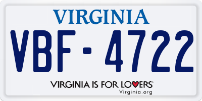VA license plate VBF4722
