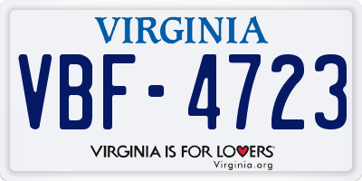 VA license plate VBF4723