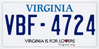 VA license plate VBF4724