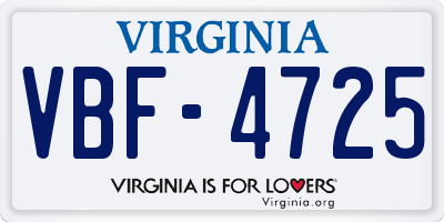 VA license plate VBF4725