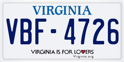 VA license plate VBF4726