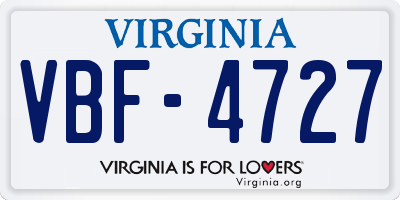VA license plate VBF4727