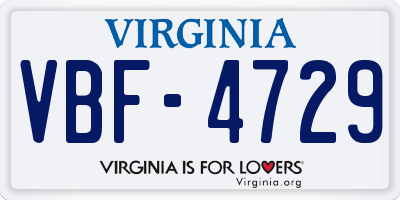 VA license plate VBF4729