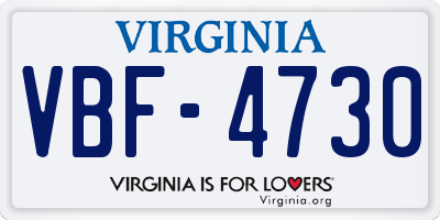 VA license plate VBF4730