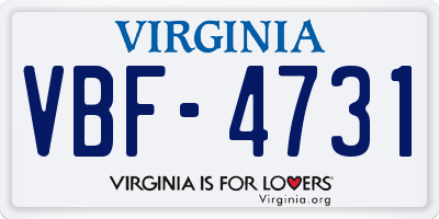 VA license plate VBF4731