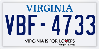 VA license plate VBF4733