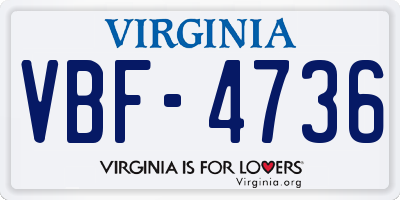 VA license plate VBF4736