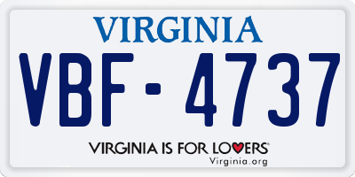 VA license plate VBF4737