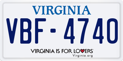 VA license plate VBF4740