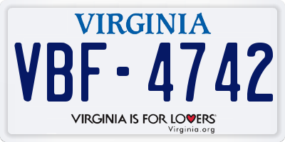 VA license plate VBF4742