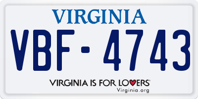 VA license plate VBF4743