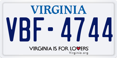 VA license plate VBF4744