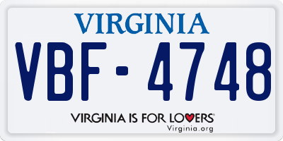 VA license plate VBF4748