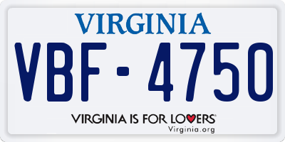 VA license plate VBF4750