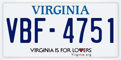 VA license plate VBF4751