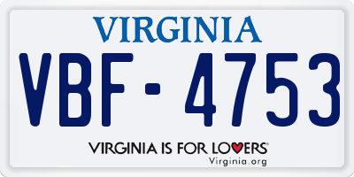 VA license plate VBF4753
