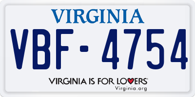 VA license plate VBF4754