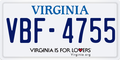 VA license plate VBF4755