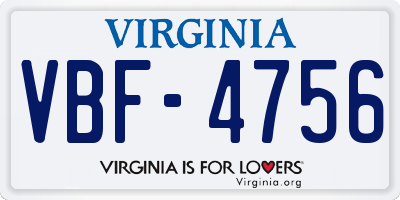 VA license plate VBF4756