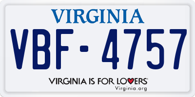 VA license plate VBF4757
