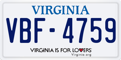 VA license plate VBF4759