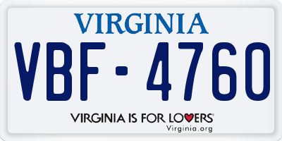 VA license plate VBF4760