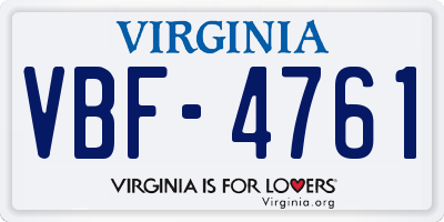 VA license plate VBF4761