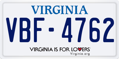 VA license plate VBF4762