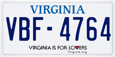 VA license plate VBF4764