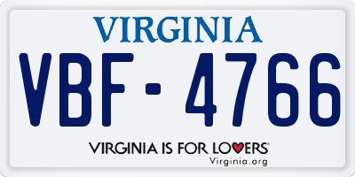 VA license plate VBF4766