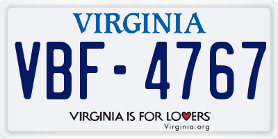 VA license plate VBF4767