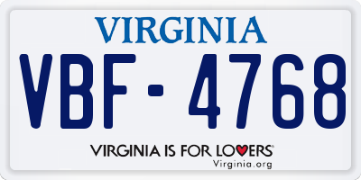 VA license plate VBF4768