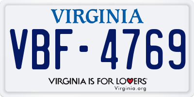 VA license plate VBF4769