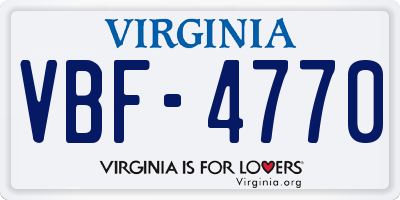 VA license plate VBF4770