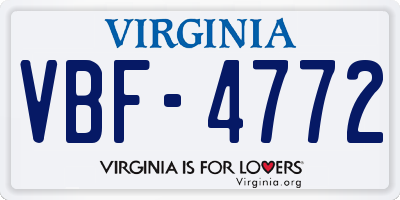 VA license plate VBF4772