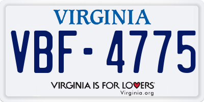 VA license plate VBF4775