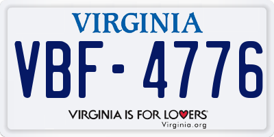 VA license plate VBF4776