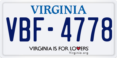 VA license plate VBF4778